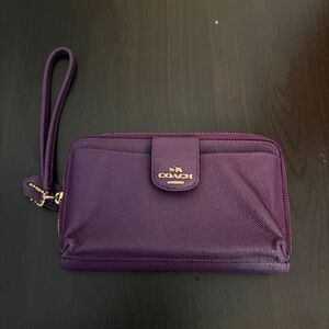 Coach Rich Purple Leather Wristlet